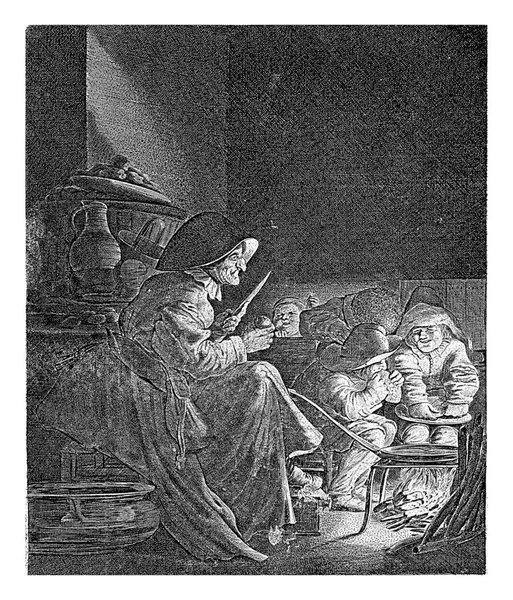 Пекарь Блинчик Ван Вельде 1603 1652 Старушка Свете Костра Интерьере — стоковое фото