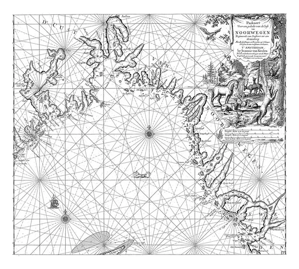 Cestovní Mapa Pobřeží Norska Göteborgu Švédsku Kamperhaug Dvěma Kompasovými Růžicemi — Stock fotografie