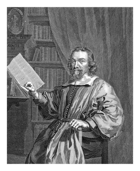 Ritratto Del Predicatore Johannes Schellhammer Seduto Presso Leggio Sotto Ritratto — Foto Stock