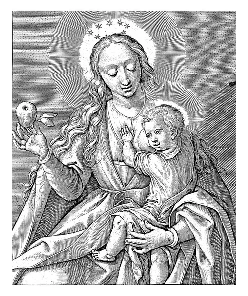 Maria Com Menino Cristo Peito Hieronymus Wierix 1563 Antes 1619 — Fotografia de Stock