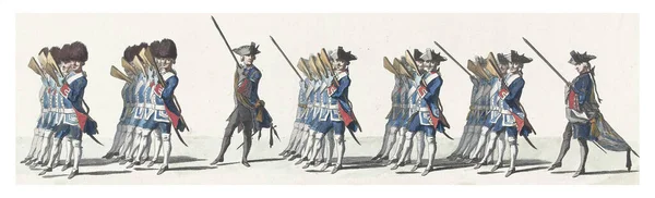 The Swiss Guard. In the margin the caption in Dutch, French and German. Part of a series of 41 plates of the funeral procession of Stadholder Willem