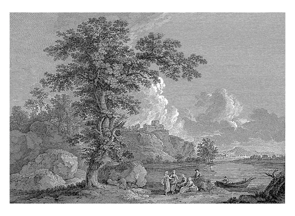 サヴェラン近郊の風景 ジャック アリアメット おそらく ハカアート後 1750年 1788年 ヴィンテージ彫刻 — ストック写真
