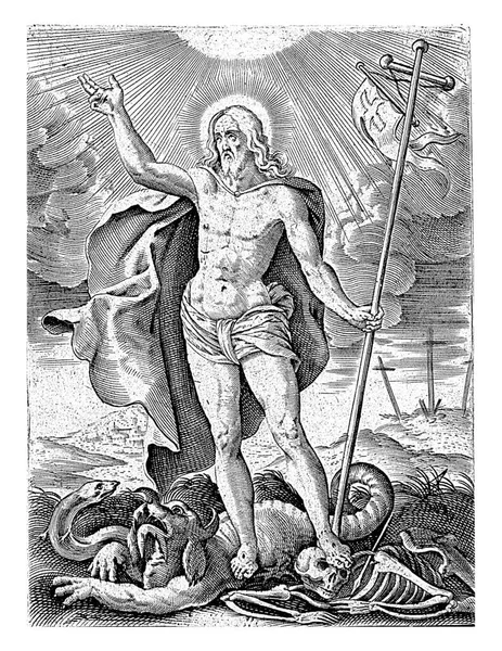 Chrystus Jako Zdobywca Zła Śmierci Antonie Wierix Przypisywany 1565 Przed — Zdjęcie stockowe
