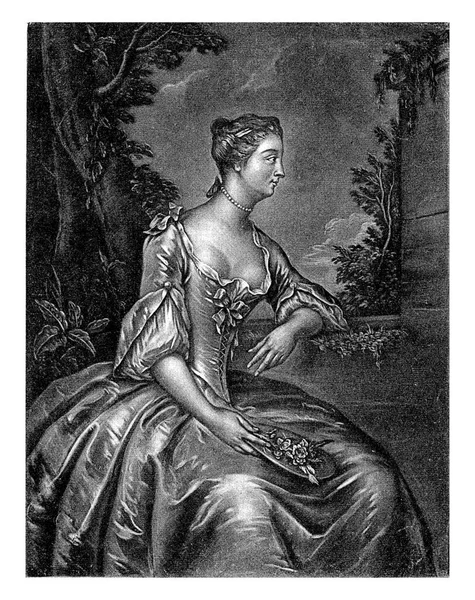 Portrait Une Femme Assise George Van Der Mijn 1737 1763 — Photo