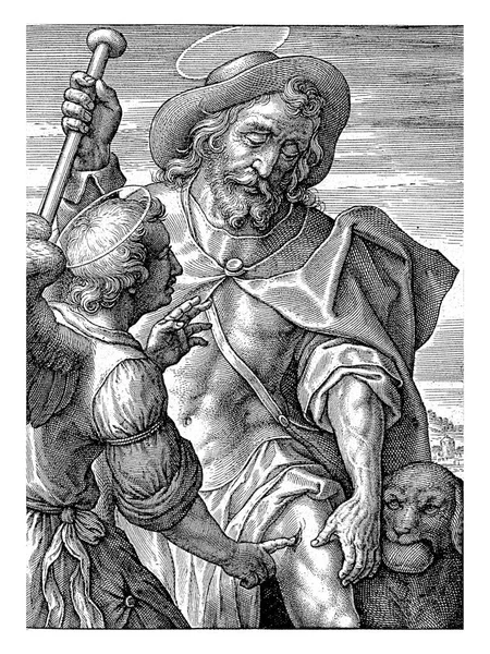 Rochus Hieronymus Wierix 1563 Vóór 1619 Sint Rochus Gekleed Als — Stockfoto