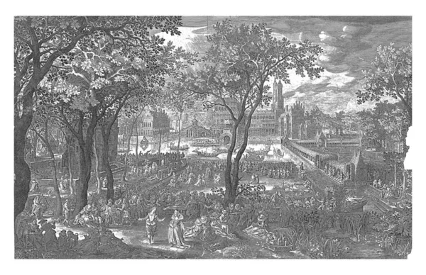 Fest Trädgården Slottet Boetius Adamsz Bolswert Efter David Vinckboons 1708 — Stockfoto