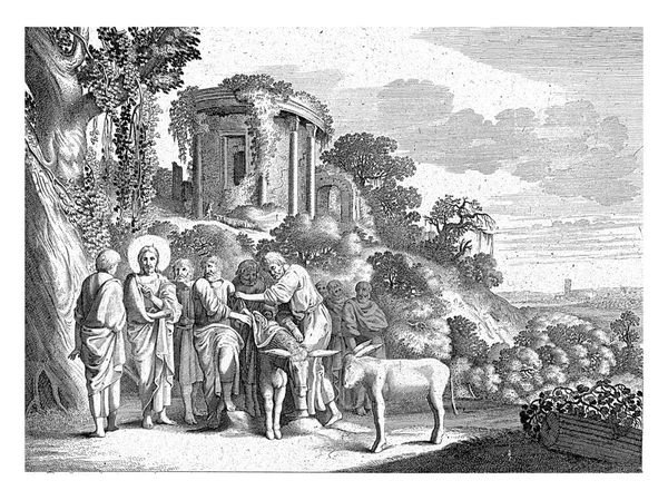 그리스도께서 예루살렘에 들어갈 준비를 계시다 반데벨 1603 1652 빈티지 — 스톡 사진