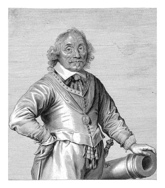 Portrait Admiral Maarten Harpertsz Trump Standing Cannon — Stock Photo, Image