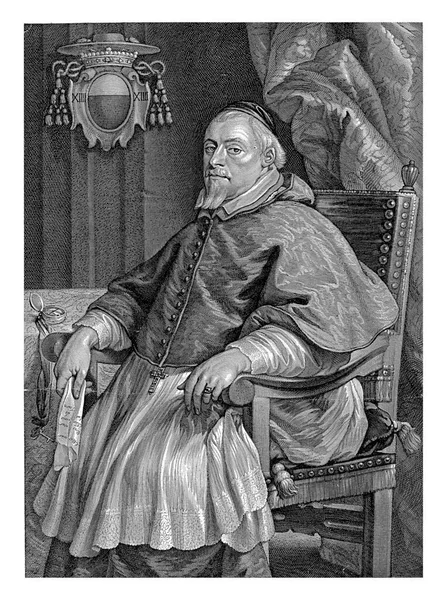 Porträt Von Francois Villain Bischof Von Tournai Sitzt Auf Einem — Stockfoto