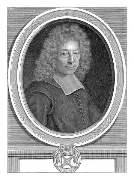 Gilles Menage的画像 Pieter Van Schuppen Roger Piles 1698年 — 图库照片