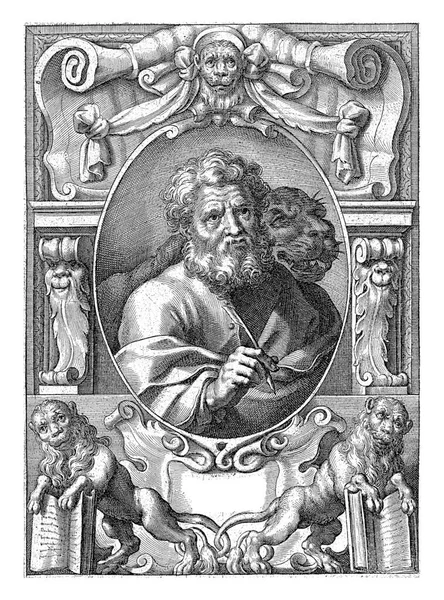 建築装飾が施されたライオンのある福音主義者マーク バプテスト テオドア ファン ローン 1588年1648年の後 — ストック写真