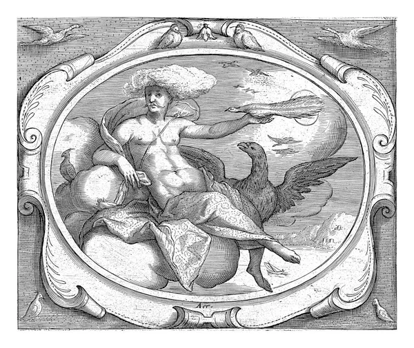 雅各布 马瑟姆 马瑟姆之后 1606 1610年空气元素的人格化 在被鸟类包围的云中的一个人 — 图库照片