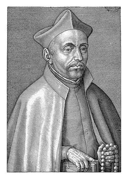 Portrait Jésuite Everardus Mercurianus Dans Ses Mains Une Bible Chapelet — Photo