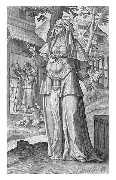 Πρώτο Πλάνο Σάρα Γυναίκα Του Αβραάμ Στο Βάθος Αβραάμ Και — Φωτογραφία Αρχείου
