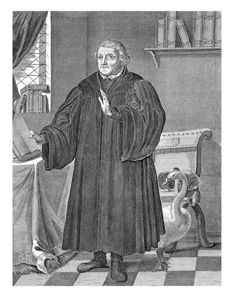 Retrato Completo Martinho Lutero Interior Estudo Atrás Dele Cisne Abaixo — Fotografia de Stock