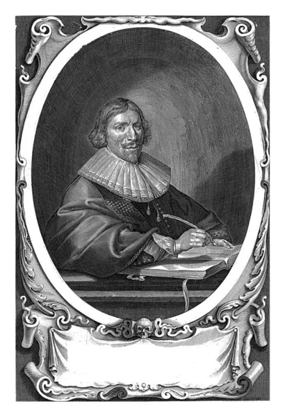 Портрет Хендріка Мерса Паулюса Понтіуса Після Пітера Коде 1639 Гравірування — стокове фото