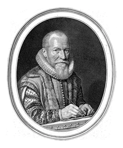 Portret Kaligrafa Felixa Van Sambixa Wieku Lat Pół Długości Siedzącego — Zdjęcie stockowe