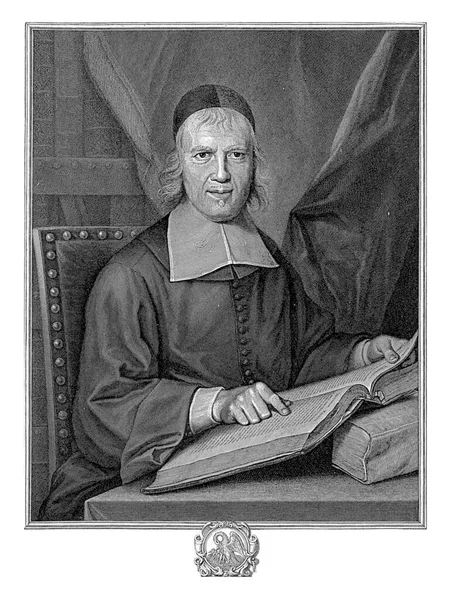 Portrét Teologa Philippa Desponta Věku Let Nosí Lebku Zatímco Sedí — Stock fotografie