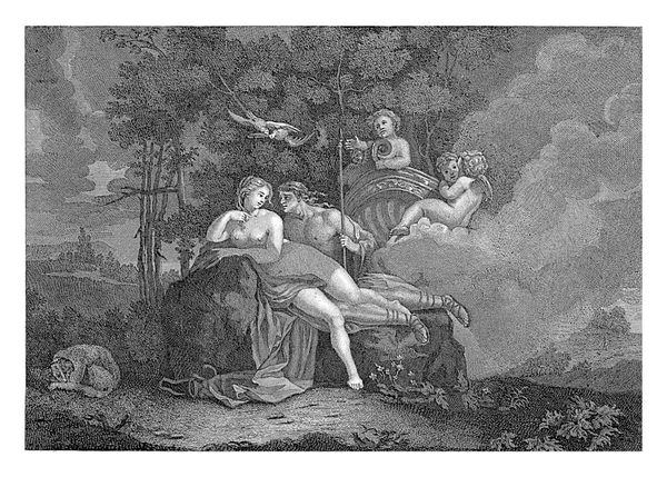 Ландшафт Венерою Адонісом Маттійс Пул Після Ніколя Пуссена 1696 1727 — стокове фото