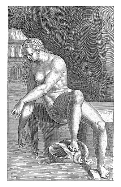 Folyó Nimfa Styx Philips Galle 1587 Folyó Nimfa Styx Ült — Stock Fotó