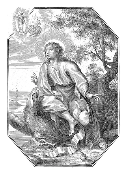 Bir Kartalın Üzerinde Oturan Johannes Cornelis Galle 1638 1678 Evangelist — Stok fotoğraf