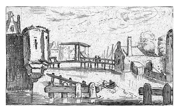 エサイアス ファン ベルデ Esaas Van Velde 1613年 1680年 の橋のある運河 — ストック写真