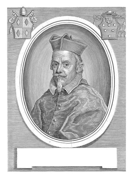 教皇克莱门特十世椭圆形框架中的肖像 当时仍是红衣主教埃米利奥 博纳文图拉 阿尔蒂耶里 — 图库照片