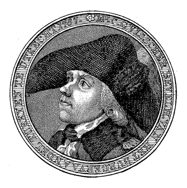 Bust Cornelis Govert Visscher Till Vänster Medaljong Med Kantbokstäver Nederländska — Stockfoto