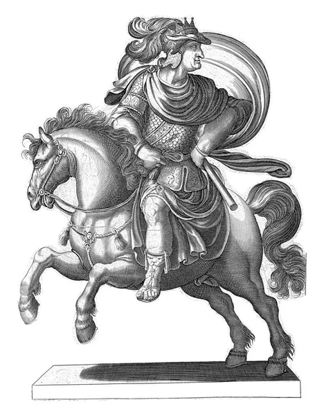 Keizer Vespasianus Paard Afgebeeld Profiel Terugkijkend — Stockfoto