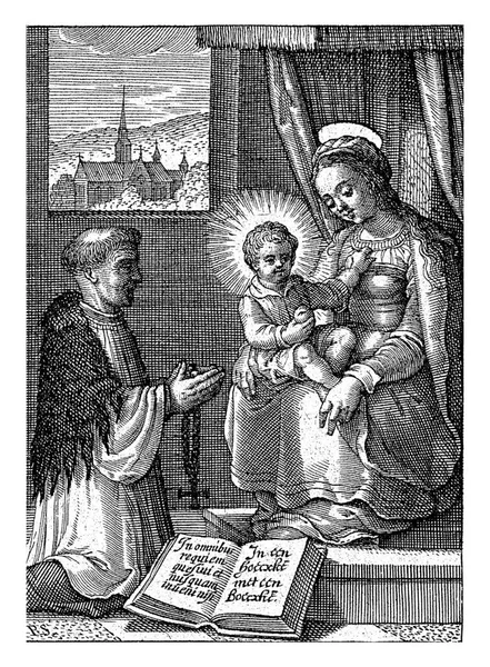 Maria Sitzt Mit Dem Christkind Auf Ihrem Schoß Unter Einem — Stockfoto