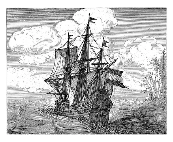 Отпечаток Является Частью Серии Шести Частей Изображающих Различные Фрезерующие Корабли — стоковое фото