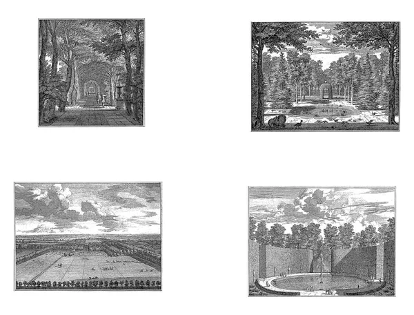 Fedett Ösvény Bejáratig Kilátás Parkra Kacsató Nagy Isaac Moucheron 1706 — Stock Fotó