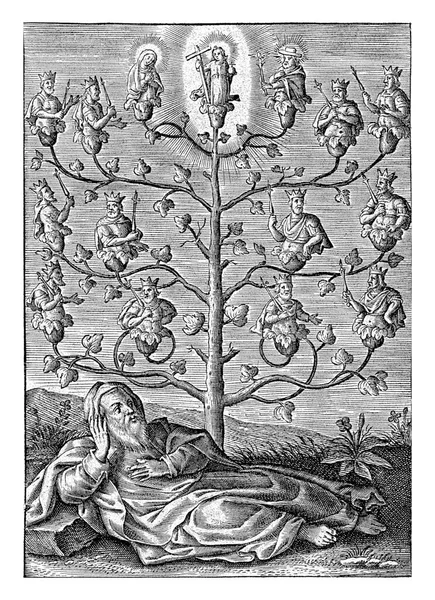 天正9年 1581年 寛永10年 1633年 ジェシーの木 前景はジェシー 彼の腰から木を育て その枝にはキリストの先祖がいます — ストック写真