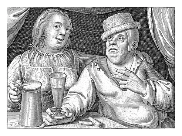 Drinkende Man Vrouw Nicolaes Bruyn 1581 1656 Een Man Vrouw — Stockfoto