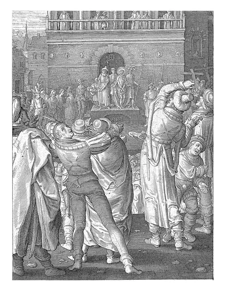 Pilatus Yahudilere Adliyenin Önünde Toplanmış Olarak Gösteriyor — Stok fotoğraf
