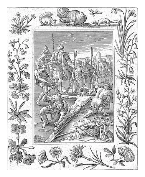 Chrystus Jest Przybity Krzyża Antonie Wierix Maerten Vos 1582 1586 — Zdjęcie stockowe