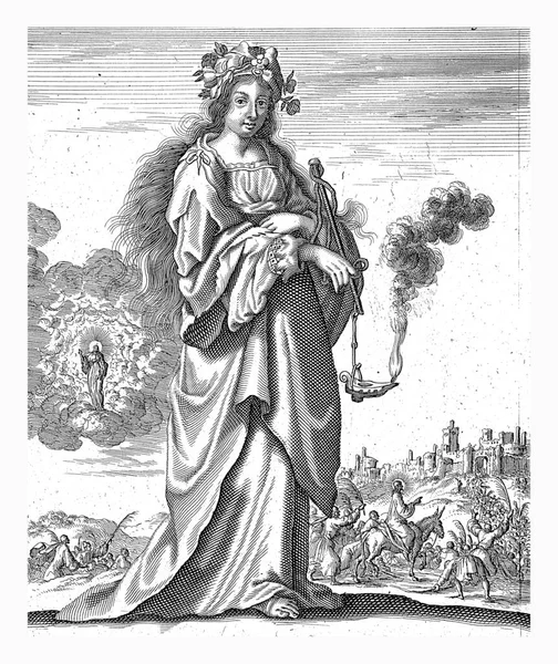 Sybilla Frygijskiego Jan Luyken 1684 Sybilla Frygijskiego Tle Ukazanie Ukazania — Zdjęcie stockowe