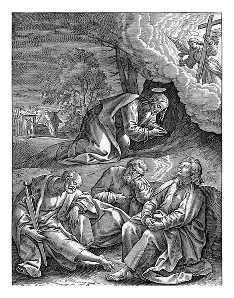 Cristo Nel Giardino Del Getsemani Hieronymus Wierix Dopo Maerten Vos — Foto Stock