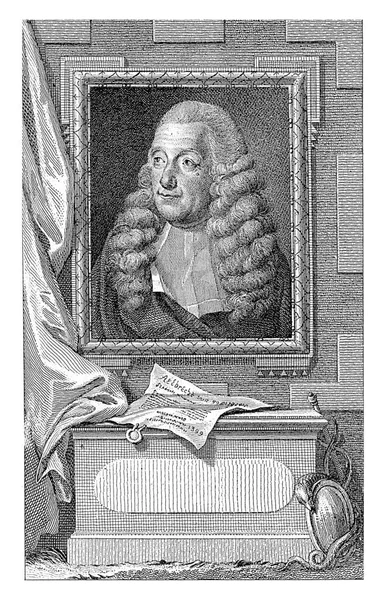 阿姆斯特丹市长Joachim Rendorp的肖像 在肖像画的下面 是一张有印章的文件 右边是一面镜子 上面有一条蛇 象征着一种警告 — 图库照片