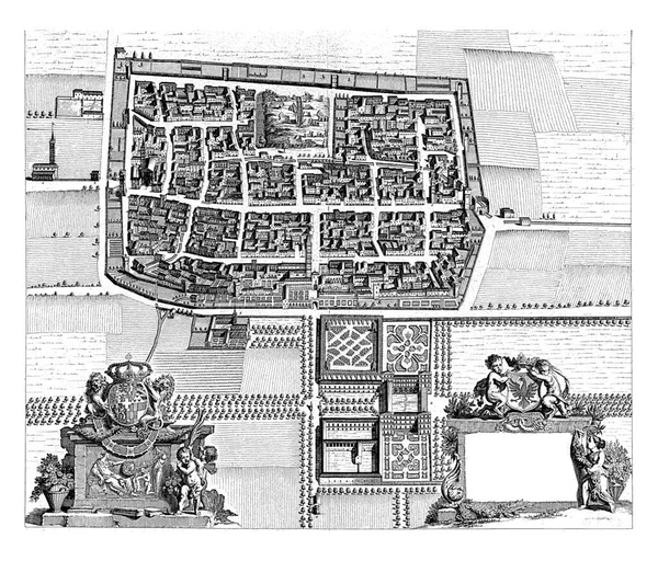 Karte Von Cirie Mit Gebäuden Aus Der Vogelperspektive Links Unten — Stockfoto
