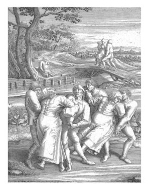 Saralı iki kadın, erkek arkadaşları tarafından St. John Günü 'nde Brüksel yakınlarındaki Molenbeek' e epilepsi ziyaretine götürülüyor..