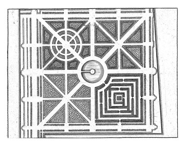 Gunterstein, Breukelen, Joseph Mulder 'daki bahçelerin haritası, 1680 - 1696 Bahçe ve labirent haritası Gunterstein, Breukelen Kalesi' nde..