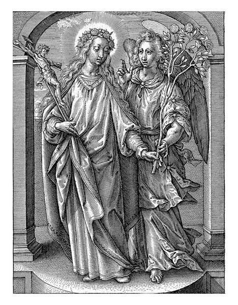 십자가 1619 이전의 히에로니무스 1563 Lidwina Van Schiedam 그녀의 수호천사로부터 — 스톡 사진