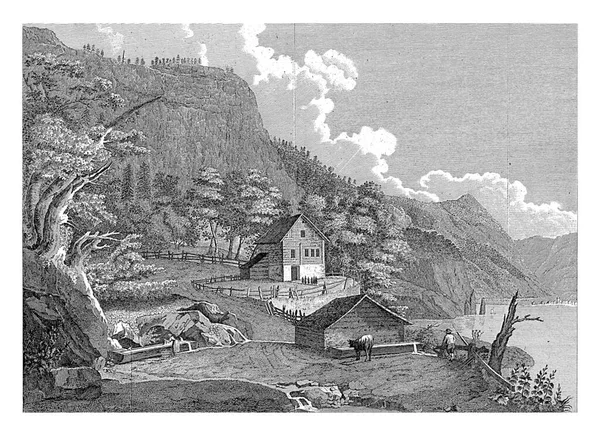 Вид Медоу Озеро Рутлі Даніель Вріддаг Після Каспар Вольф 1798 — стокове фото