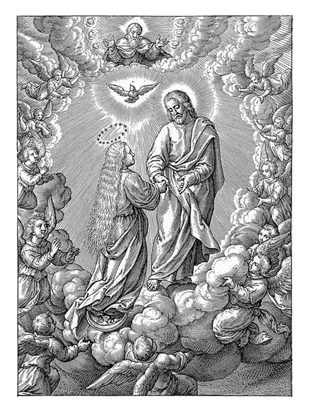 Mariä Himmelfahrt Hieronymus Wierix 1563 Vor 1619 Wird Maria Auf — Stockfoto
