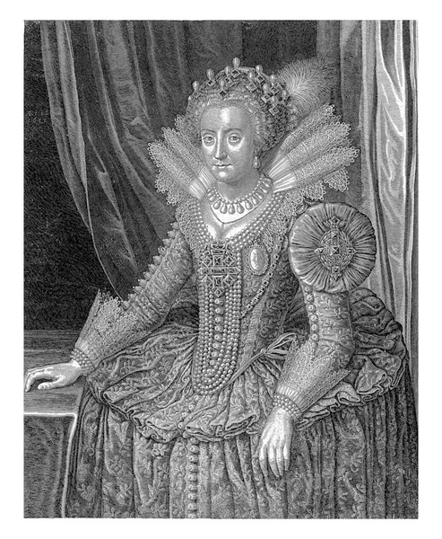 Retrato Elisabeth Stuart Esposa Frederico Rainha Boémia Botius Adamsz Bolswert — Fotografia de Stock