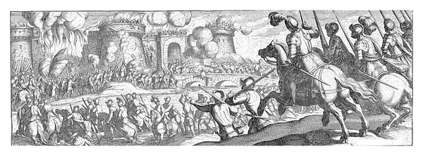 Бойова Сцена Захопленням Замку Print Series Battle Scenes Antonio Tempesta — стокове фото