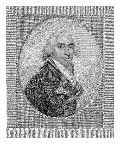 Herman Willem Daendels将军身穿军服的肖像画肖像画呈椭圆形 边沿呈正方形 在边缘 被描绘者的名字 — 图库照片