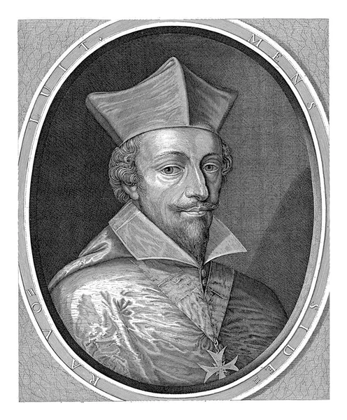 阿尔芒 普莱西斯 Armand Jean Plessis 肖像右边 黎塞留公爵 Duke Richelieu 椭圆形框架 — 图库照片