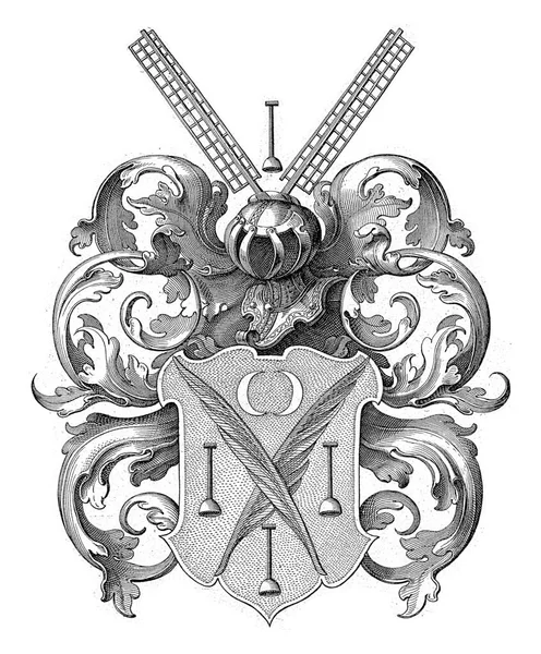Das Wappen Mit Zwei Sich Kreuzenden Palmenzweigen Umgeben Von Drei — Stockfoto